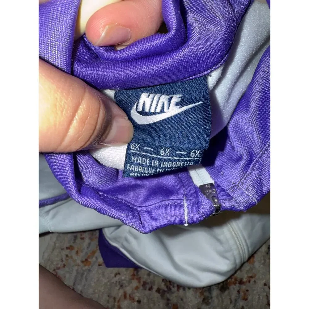 Girls White and‎ Purple Y2K Nike Zip Up Sportswear Jacket Size 6x
